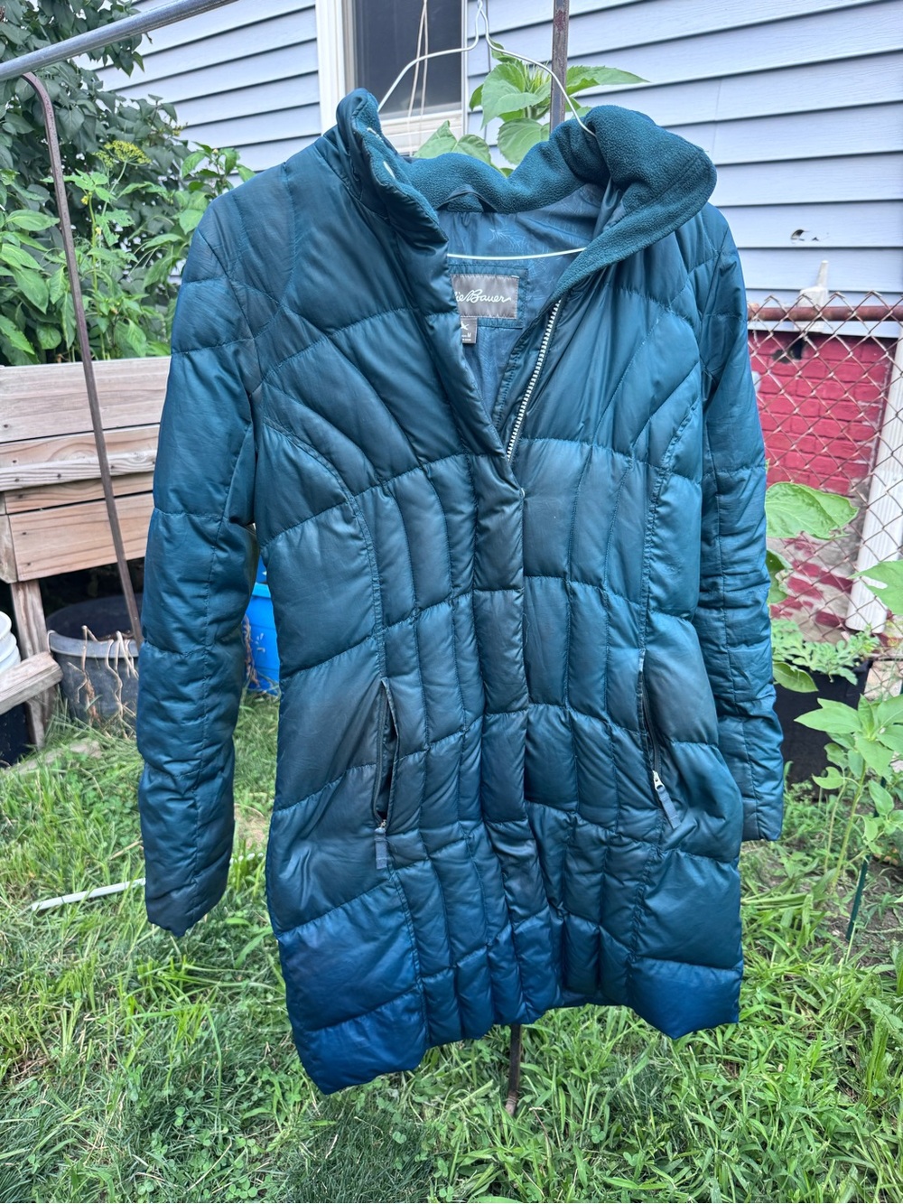 Eddie Bauer Teal Quilted Long Puffer Jacket